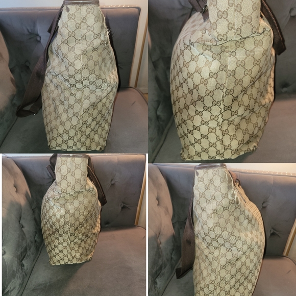 Authentic Gucci GG Canvas Brown Beige Large 2way Shoppers Shoulder Bag Tote - Picture 4 of 16